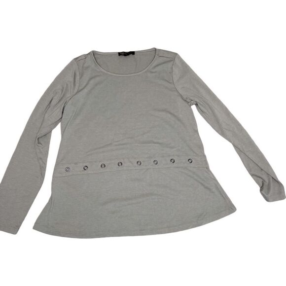 DG2 Diane Gilman Clothing Top Abstract w/ grommet midriff XS EUC - Picture 1 of 7